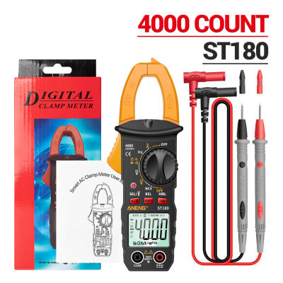 ANENG ST180 4000 Counts Digital Clamp Meter คีมปากจระเข้สำหรับมัลติมิเตอร์มัลติมิเตอร์โวลต์มิเตอร์แอมป์มิเตอร์ AC DC แรงดันไฟฟ้า AC Current Meter เครื่องทดสอบ NCV Universal ตัวทดสอบมิเตอร์แคลมป์มิเตอร์วัดกระแส Tester -30 ~ 1000 °C อุณหภูมิความต้านทานความจ