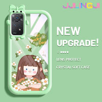 Jlingji เคสสำหรับ Xiaomi Redmi Note 11 Pro Note 5G 11e Pro เคสแฟชั่นเด็กผู้หญิงดอกไม้รูปโบว์ผูกโบว์รูปมอนสเตอร์น้อยเคสนิ่มทนต่อการขัดถูเคสโทรศัพท์โปร่งใส TPU ที่คลุมป้องกันเลนส์กล้องถ่ายรูปซิลิกาเจล TPU