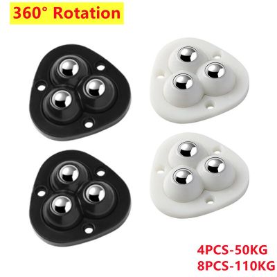 New 4Pcs Wheels for Furniture Stainless Steel Roller Self Adhesive Furniture Caster Home Strong Load-bearing Universal Wheel Furniture Protectors Repl
