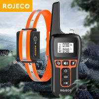 ROJECO ปลอกคอฝึกสุนัขไฟฟ้า 1000 ม. ปลอกคอฝึกรีโมทคอนโทรลสําหรับสัตว์เลี้ยงแบบชาร์จไฟได้ปลอกคอหยุดการกระแทก