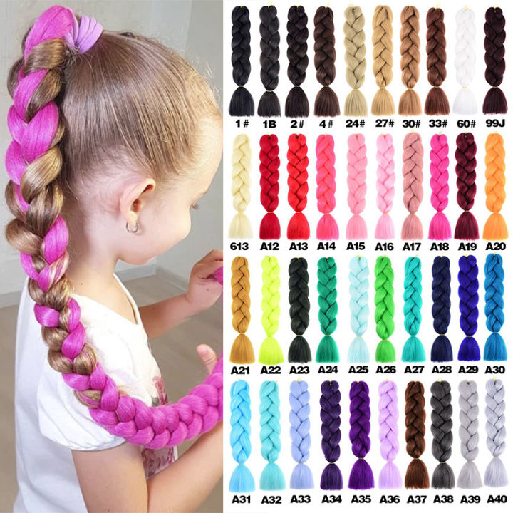 60 cm synthetic braids giant wig braids black gray purple blue green brown  yellow hair extension braids pretend party supplies solid color big braids  European and American African wigs jumbo braid hair |