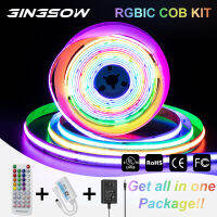 Gingsow RGBIC COB LED Strip Light Kit 5M แอดเดรส 630 LEDs / M DC 12V / 24V Power Controller ใน 1 ชุด IP65 Aleax เข้ากันได้