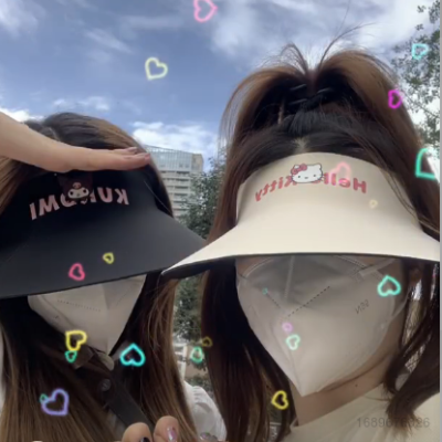 Hello Kitty Kuromi sunhat cartoon cute sunbonnet sunscreen hat ultraviolet-proof Summer foldable hollow hat UPF50