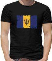 Barbados Drapeau Grunge T-Shirt-de Caraïbes-Bridgetown-Pays-Flags เสื้อยืดลําลองสําหรับผู้ชายแขนสั้นคลาสสิคพิมพ์ลาย