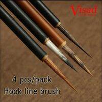 VISAD Set Pulpen พู่กันเขียนอักษรจีนหลายเส้นสำหรับภาพปักครอสสติชช์4ชิ้น/แพ็ค