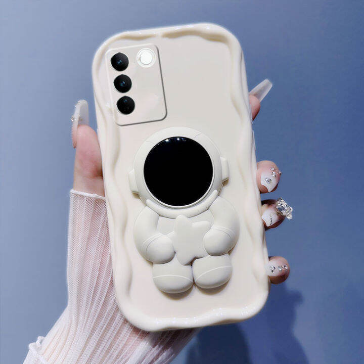 phone-case-เคส-vivo-v29-pro-v29e-v27-v27e-y35-v25e-v25-5g-ยอดนิยมเคสขาตั้งซ่อนรูปนักบินอวกาศสุดเท่-vivov29-5g-สีทึบขอบครีมกรอบป้องกันเลนส์2023แบบนิ่ม