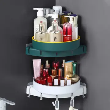 Bathroom Corner Punch-Free Rack Shampoo Storage Rack Holder with Suction  Cup, 180 Degrees Rotation Storage Rack Corner Shower Shelves, Foldable Wall