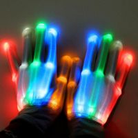 ♗₪❀ 2Pcs Handsome Cool LED Rave Flashing Glove Glow Mode Light Up Finger Tip Lighting Pair Black Night Light Cover Camping Hiking