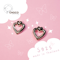 S925 ต่างหูเงินแท้ หัวใจเงิน EY03 Sterling Silver Stud Earrings Silver 8 mm