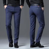 HOT14★2021 New Mens Cal Plaid Pants Business Cal Slim Fit Black Blue Classic Style Elastic Trousers Male Brand Clothes