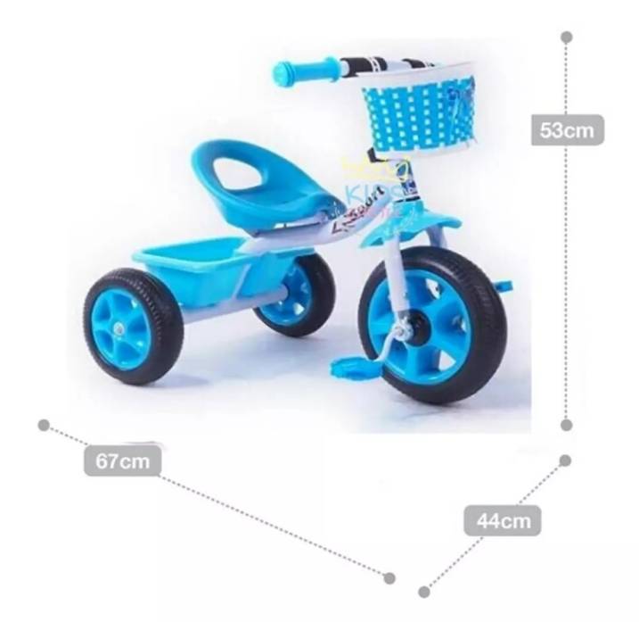 toyswonderland-รถจักรยานสามล้อ-รถจักรยานสามล้อมีตะกร้าหน้ารถและกระบะใส่ของด้านหลังสำหรับเด็กสีฟ้า