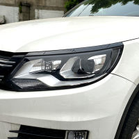 สำหรับ VW Tiguan MK1 2011 2012 2013 2014 2015 2016คู่กลอสสีดำรถด้านหน้าไฟหน้าโคมไฟคิ้วเปลือกตาภายนอกตัดปรับแต่ง