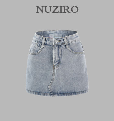 NUZIRO กางเกงเอวสูงสำหรับผู้หญิง,กางเกงกระโปรงเดนิมทรงหลวม