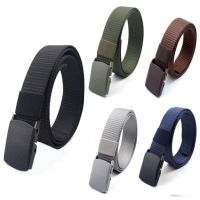 Mens Womens Plain Color Nylon canvas outdoor training Belt Plastic Buckle PD001