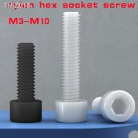 5 50pcs M3 M4 M5 M6 M8 M10 Black/ White Nylon Hexagon Hex Socket Head Screw Cup Head Knurled Plastic Bolt for insulation use