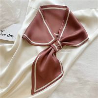 Fashion new spring and autumn ins Korean fashion small ears all kinds of small scarves women solid color h sharp angle small scarf