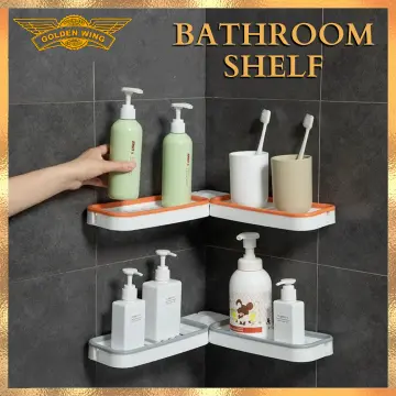 1pc Corner Shower Caddy Gray Bathroom Shelf Corner Storage Rack, Screw Free  Installation Wall Mount Basket Toilet Shower Double Layer Shampoo Holder  Bathroom Shelves