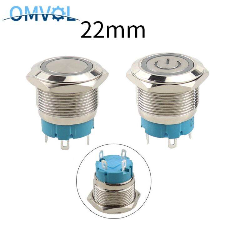 22mm 3 6v 12 24v 220v LED Momentary Latching Stainless Steel anti ...