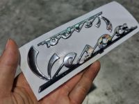 โลโก้สติกเกอร์ เวสป้า สีเงิน ขนาด ใหญ่ 15 * 5 cm / เล็ก 10 * 3.2 cm VESPA Emblem Logo Sticker front panel, side panel, top box.