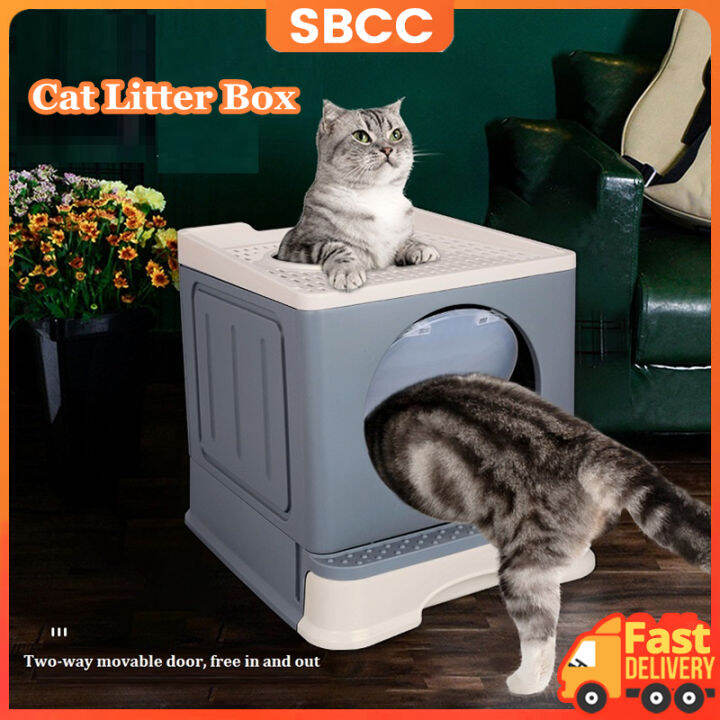 Foldable Cat Litter Box With Scoop, Splash Proof, Fully enclosed Cat