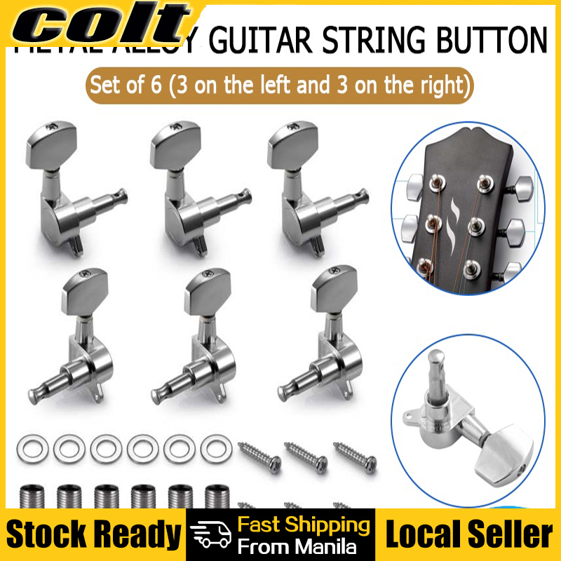 2 PCS Guitar String Tuning Pegs Tuners Machine Heads Semi-Sealed 1-3 String Direction Message Guitar Knob Guitar Accessories Acoustic Guitar String Button Silver 