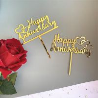 High Quality Acrylic Happy Aniniversary Cake Topper Bride and Groom Party Supplies Wedding Cake Decorating Wedding Decoration