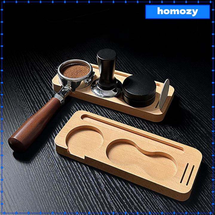 Homozy Wooden Coffee Tamper Stand Espresso Tamper Station for Barista