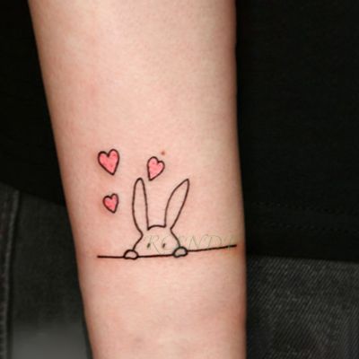 hot！【DT】☁  Temporary Sticker lovely heart rabbit animal tatto tatoo fake tattoos for kids men women