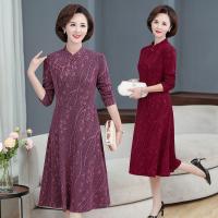 Cheongsam Dress Chinese Traditional Qipao Long Mom Cheongsams Oriental Style Print Qi Pao China Spring Autumn J137