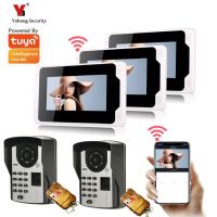 Tuya แอป7 " โทรศัพท์ติดประตูวิดีโอ Wi-Fi กล้องวิดีโอกริ่งประตูอินเตอร์คอม2แผงสำหรับบ้านวิลล่าและบ้านส่วนตัววิสัยทัศน์ IR เดย์ไนท์