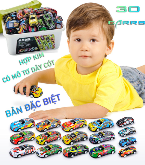 Bộ 30 ô tô xe hơi đồ chơi cho bé chất liệu hợp kim có mô tơ dây cót hàng - ảnh sản phẩm 1