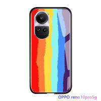 Serpens For OPPO Reno10 Pro 5G แฟชั่นหรูหรารุ้งรูปแบบรอยยิ้มเปลือกนุ่มเคสกันกระแทกเคสโทรศัพท์กระจกเทมเปอร์เรียบ