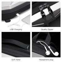 OZUKO Men Sling Bags Hard Shell Chest Bag Male Waterproof USB Charging Crossbody Bag
