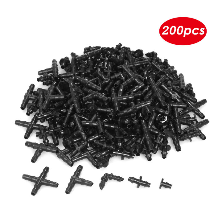 250-pieces-irrigation-fitting-kit-drip-irrigation-barbed-connectors-compatible-with-1-4-inch-water-hose-connectors-for-garden-lawn-drip-systems-30-4-way-coupling-30-elbows-90-straight-barbs-30-end-plu