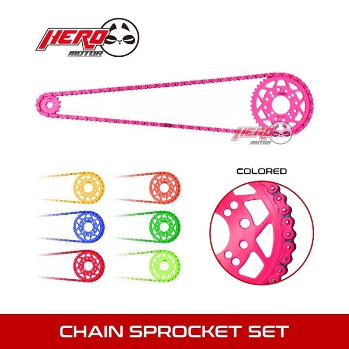 Sprocket Chain Set Color RACING HERO Made In Thailand 100 No scratches