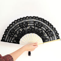 Prom Dancing Chinese Style Wedding Handmade Lace Fabric Flower Party Craft Handheld Folding Fan Photography Gift Decorative