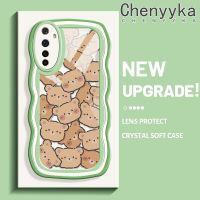 เคส Chenyyyka สำหรับ Realme 6 6S Narzo เคสลายการ์ตูนหมีสีสันสดใสเคสโทรศัพท์โปร่งใสขอบเป็นคลื่นเคสกันกระแทกนิ่มป้องกันเลนส์กล้องเคสใสซิลิโคน