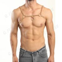 Men Metal Chain Necklaces Body Chain Sexy O-Ring Bondage Chest Top Sweater Chain Wedding Dress Body Jewelry Accessory