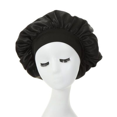 ‘；【。- Womens Satin Solid Wide-Brimmed Sleeping Hat Night Sleep Cap Hair Care Bonnet Nightcap For Women Men Unisex Cap Bonnet De Nuit