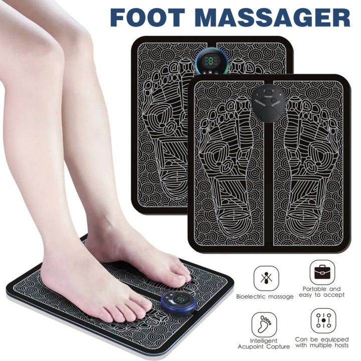 EMS Pulse Electric Foot Massager Foot Therapy Machine Foot Pad Intelligent  Acupuncture Foot Massage Pad Mat Muscle Stimulation