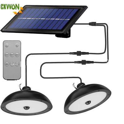 Double Head Solar Pendant Light Outdoor Waterproof Split Remote 78 LED Solar Lamp With Motion Sensor Garden Solar Shed Lights