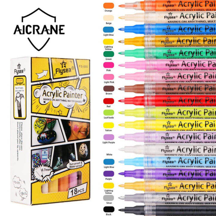 AICRANE 0.7mm Permanent 12/24/80Colour flysea Acrylic Paint Marker Pen for Ceramic Rock Glass