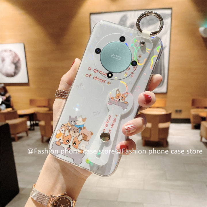 phone-case-เคส-honor-x7a-x9a-5g-ใหม่เคสลายการ์ตูนแวววาวพร้อมสายรัดข้อมือนุ่มฝาหลัง2023