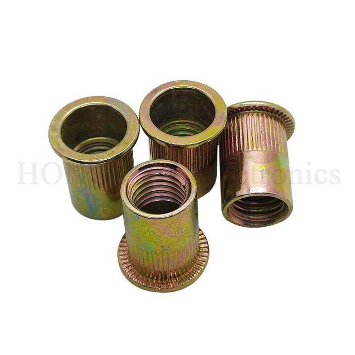 m12x24-zinc-plated-carbon-steel-knurled-nuts-rivnut-flat-head-threaded-rivet-insert-nutsert-cap-rivet-nut