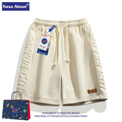 NASA แบรนด์ร่วมฤดูร้อนเกาหลีตัวอักษรกีฬากางเกงขาสั้นผู้ชายแบรนด์แฟชั่นหลวมผ้าไหมน้ำแข็งบางลำลองแมทช์ง่ายกางเกงห้าส่วน