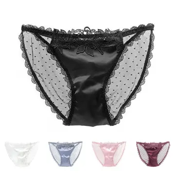 Women Lace-Panties Lingerie Soft Silk Satin Underwear Knickers Briefs  Seamless