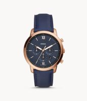 Fossil Neutra ผู้ชายหนังโครโนกราฟสีน้ำเงิน FS5454นาฬิกาสำหรับทุกเพศผู้หญิง