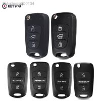 KEYYOU For Hyundai I20 I30 IX35 I35 Accent Solaris Avante Elantra Verma 3 Button Flip Remote Auto Car Key Shell Blanks