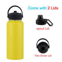 Custom 18oz 32oz 40oz Large Capacity Vacuum Water Bottle With 2 Lids Stainless Steel Wide Mouth Hydroes Thermal Thermos FlaskTH