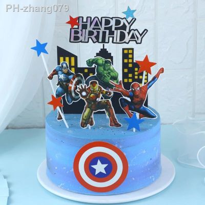 Happy Birthday Cake Topper For Avengers Superhero Theme Birthday Cake Paper Cupcake Topper Party Supplies For Party Decoration